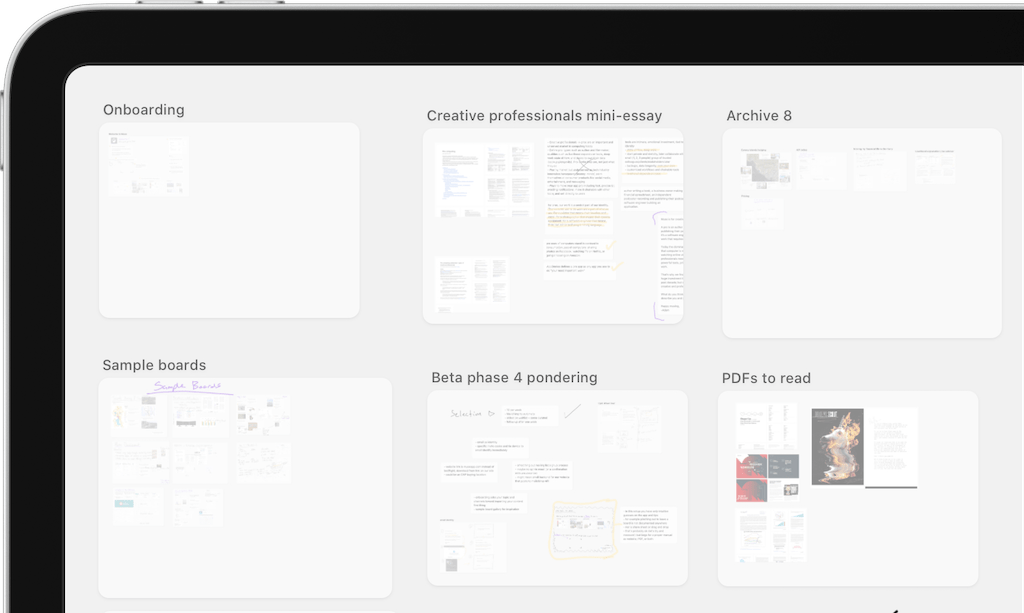 screenshot of labeled boards in Muse