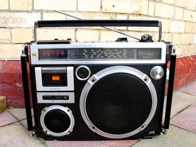 photo of a black boombox