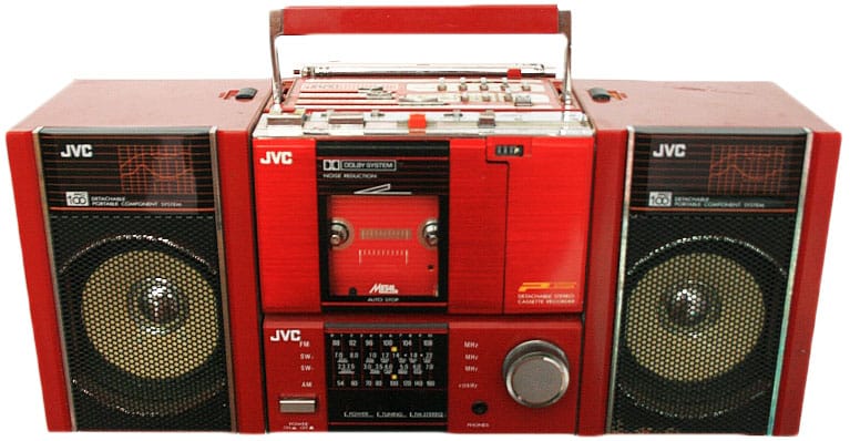 photo of a red boombox