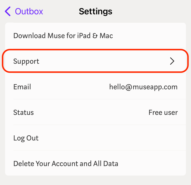 Tap Support on iPhone