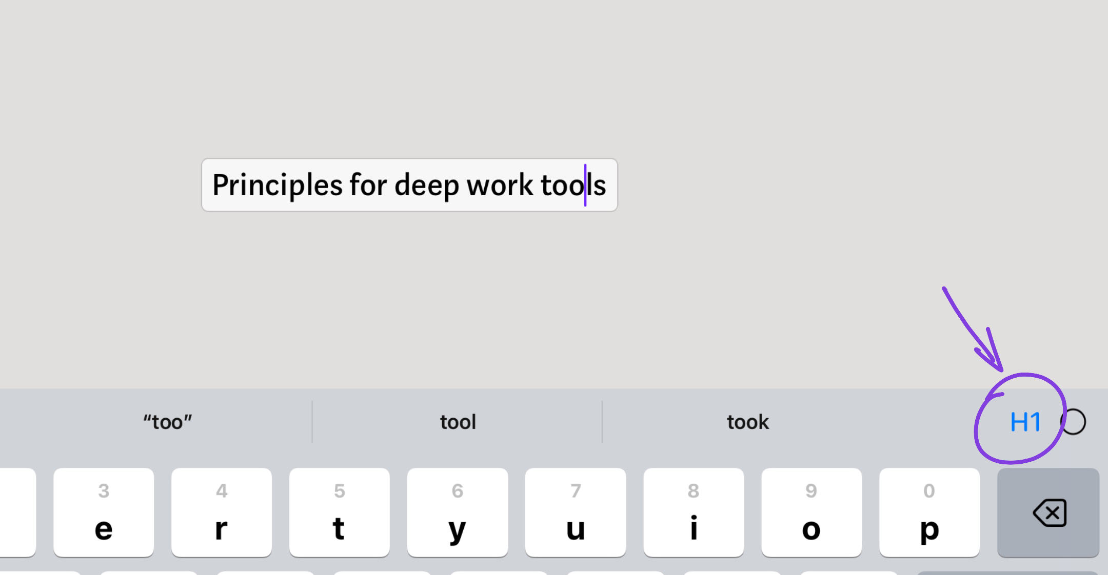 Text heading on iPad
