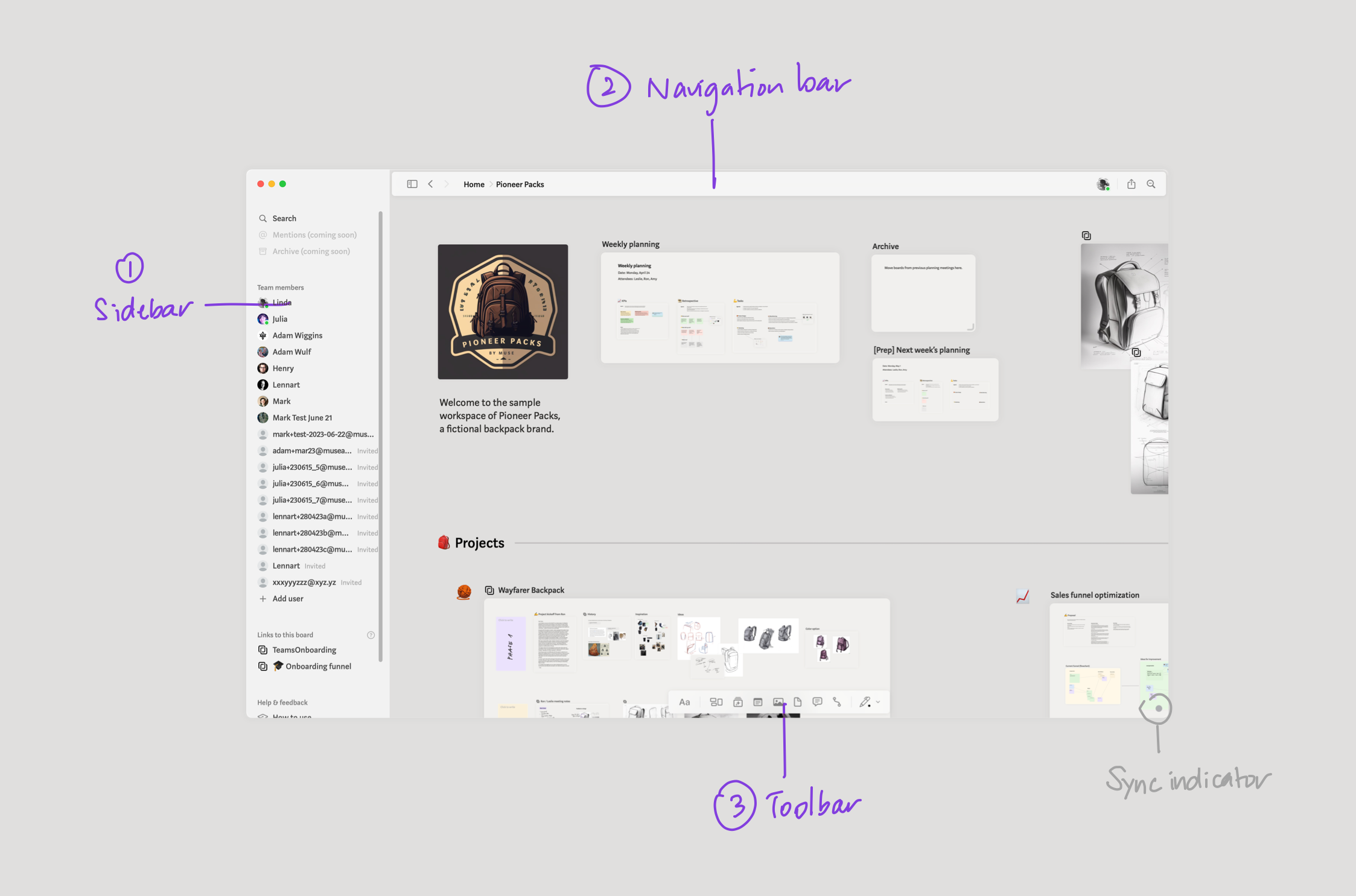 Muse interface overview