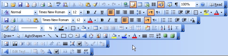 Microsoft Word toolbar
