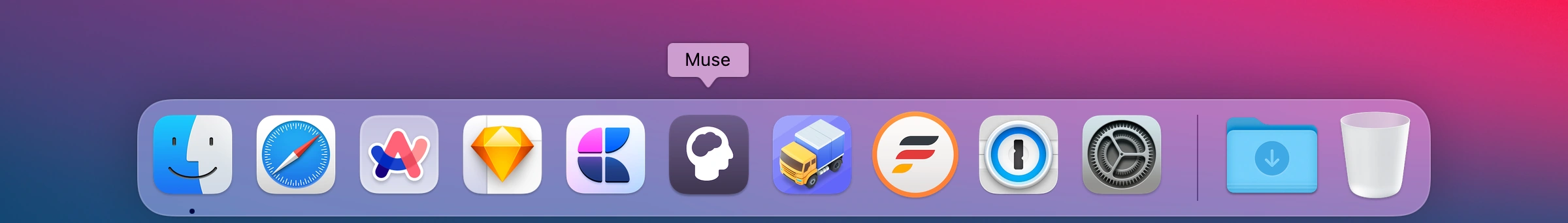 Muse in the Mac Dock